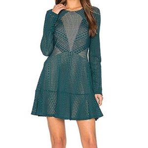 Bcbgmaxazria teal Daina lace skater dress